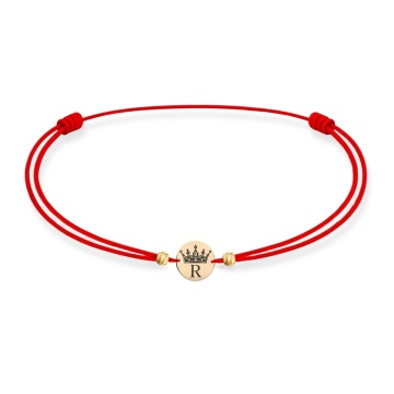Brățară pentru Copii Royal Letter cu Bănuț 7mm din Aur 14K și Șnur Reglabil - Img 8