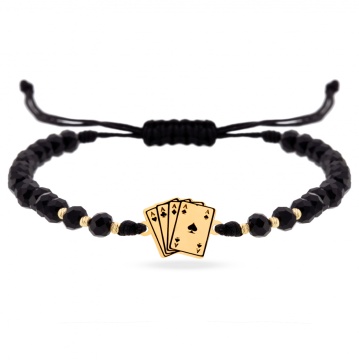 Bratara Poker cu cristale si carti de joc din aur 14k
