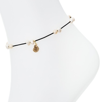 Brățară reglabila de picior Sea Shell cu perle de cultură și pandantiv din aur 14K - Img 3