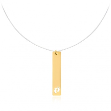 Colier cu fir transparent si placuta personalizabila din Aur 14k - Img 3