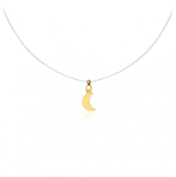 Colier cu fir transparent si Semiluna din AUR 14K