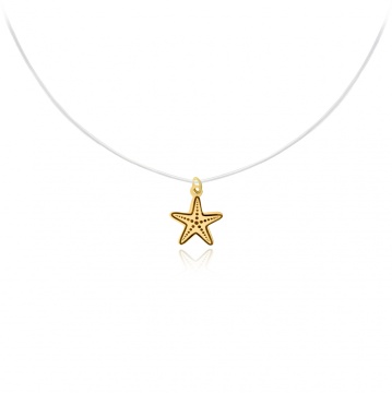 Colier cu fir transparent si steluta de mare din AUR 14K