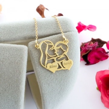 Colier din argint mama & bebe + inimioare duble personalizabile - Img 3