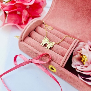Colier din aur 14k cu 2 copii personalizat la comanda - Img 4