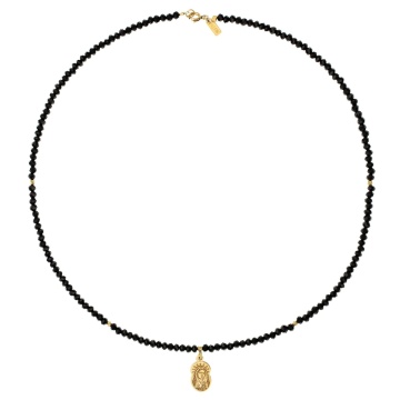 Colier Iconita Fecioara Maria din AUR 14K si cristale - Img 2