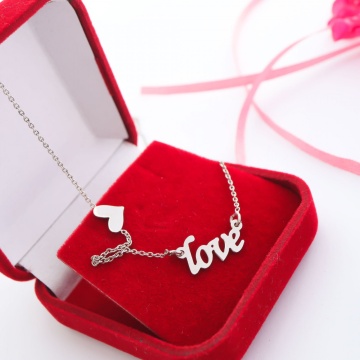 Colier LOVE din argint personalizabil cu orice nume si inimioara - Img 2