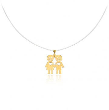 Colier Lovers cu fir transparent si pandantiv din Aur 14K