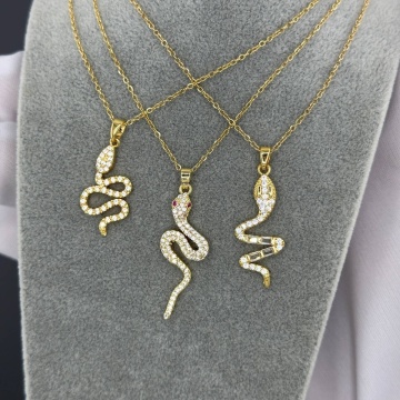 Colier Snake Crystal din Inox placat cu AUR 18K - Img 2