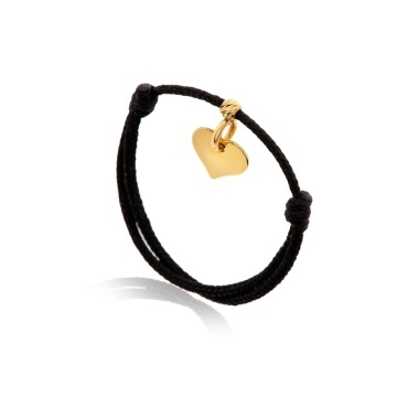 Inel snur reglabil si charm inimioara din Aur 14k 585 - Img 1