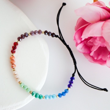 Bratara Color of Rainbow cu cristale si bile de 2.5mm din Aur 14k - Img 2