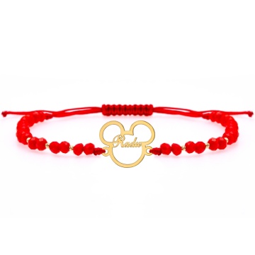 Bratara cu cristale si contur soricel desene animate din aur 14k personalizat cu nume + bilute - Img 2