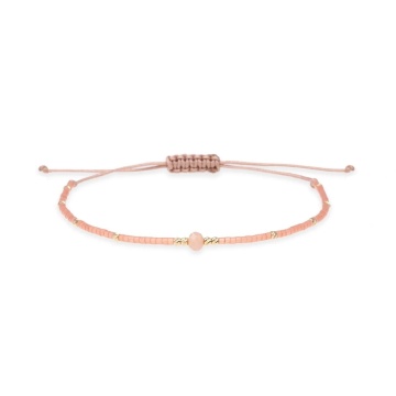 Brățara cu Miyuki Beige Rose si 12 bilute din Aur 14K