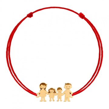 Bratara Family cu snur si siluete din aur 14k - Img 2