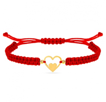 Bratara Hearts Duette cu snur si inimioare din Aur 14k