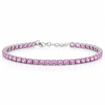 Bratara Pink Ice tip Tennis din argint 925 - Img 1