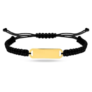 Bratara snur si placuta mini personalizabila din aur 14K