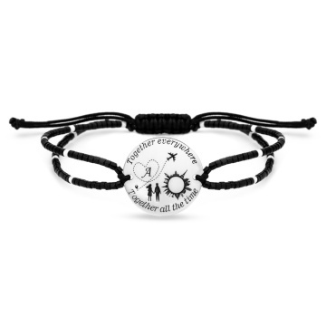 Bratara Travel Addicted cu snur si banut 18mm din argint 925 si miyuki - Img 1