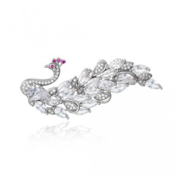 Brosa din argint 925 cu cristale Crystal Peacock