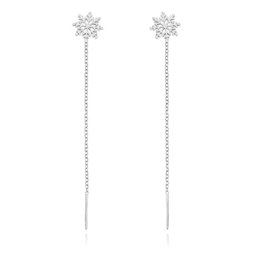 Cercei din Argint Fulg de Nea cu lantisor 5cm Winter Edition Special