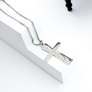 Colier BOX din argint cu cruce gravata Tatal Nostru - Img 4