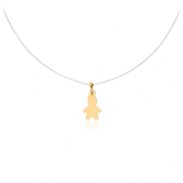Colier cu fir transparent si copil din AUR 14K - Img 3