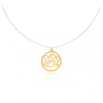 Colier cu fir transparent si familia cu copii din Aur 14k - Img 3