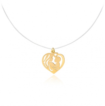Colier cu fir transparent si Mama Bebe Premium din AUR 14K - Img 1