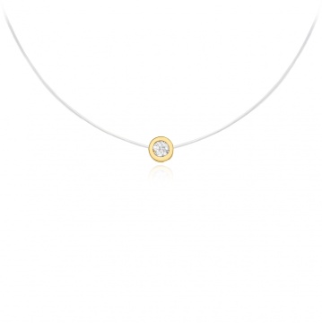 Colier cu fir transparent si pandantiv Rotund din AUR 14K - Img 1