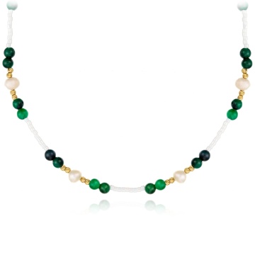 Colier Precious cu perle de cultura, agate,miyuki si 40 de bile din aur 14k/2mm