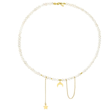 Colier Prestige cu perle de cultură și Elemente din aur 14K - Img 4
