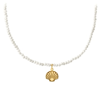 Colier Shell cu perle de cultura și Aur 14K - Img 1