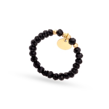Inel Glass cu Charm din Aur 14k - Banut + bilute - Img 2