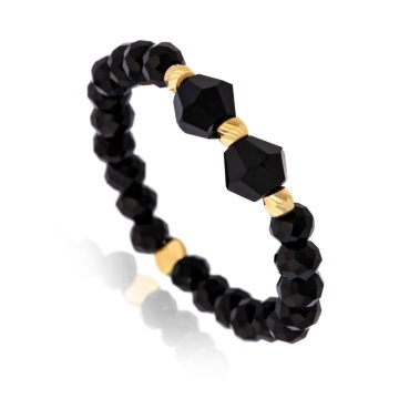 Inel Goldenite cu cristale si 3 bile din Aur 14K - Img 3