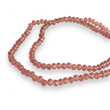 Șirag cristale rondele 4mm, culoare Garnet Transparent, Aprox 130 buc