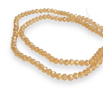 Șirag cristale rondele 4mm, culoare Granola Beige AB Transparent - Aprox 130 buc