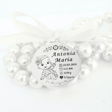 Banut Argint 2.5cm pentru botez - mot - turta personalizabil - Baby Rapsody - Img 2