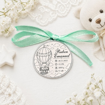 Bănuț Teddy din Argint 1.8 cm pentru botez - moț - scăldat - Img 2