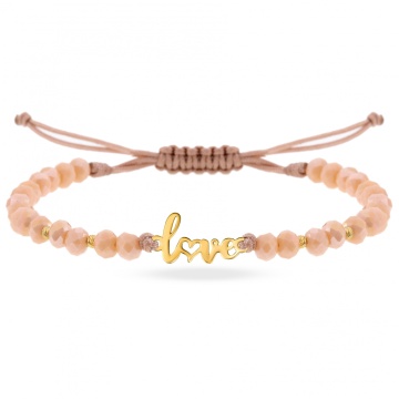 Bratara cu cristale si pandantiv LOVE din aur 14k