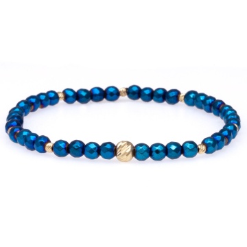 Brățară elastică Prosperity cu Hematite si bile din aur 14K