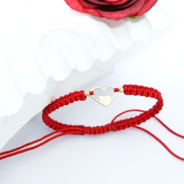 Bratara Hearts Duette cu snur si inimioare din Aur 14k - Img 3