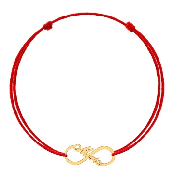 Bratara Infinity cu snur si nume din aur 14k