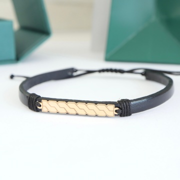 Brățară Infinity din AUR 14K si Piele Naturală - Img 2