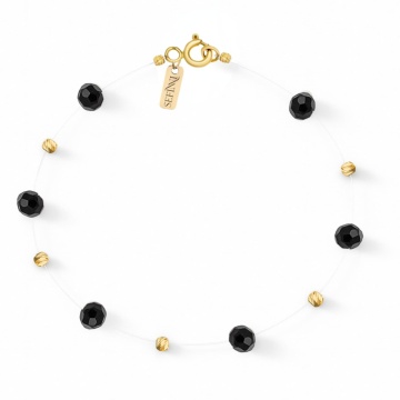 Brățară Only Black cu cristale și bile din AUR 14K