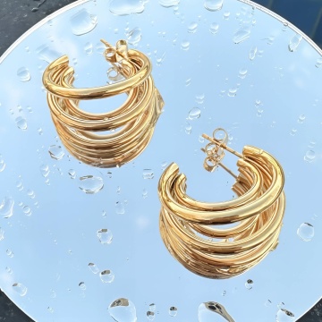 Cercei Contess din Inox placati cu AUR 18K - Img 2