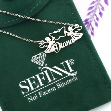 Colier din argint personalizat cu nume si ingerasi - Img 2