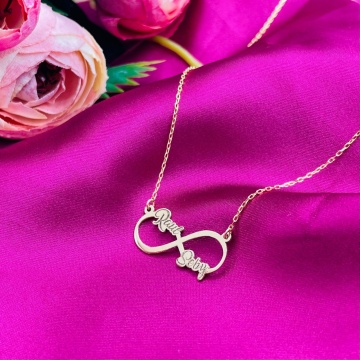 Colier din aur 14k cu infinit personalizat cu 2 nume la alegere - Img 2