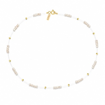 Colier Floating Quattro Pearls din AUR 14K și Perle de Cultură