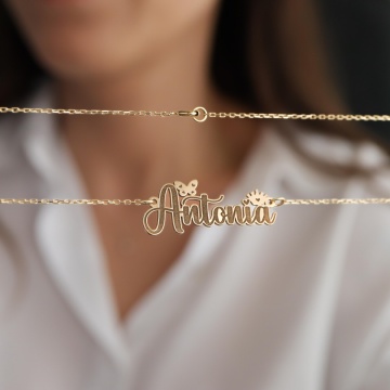 Colier Majestique din aur 14k personalizat cu nume la alegere - Img 3