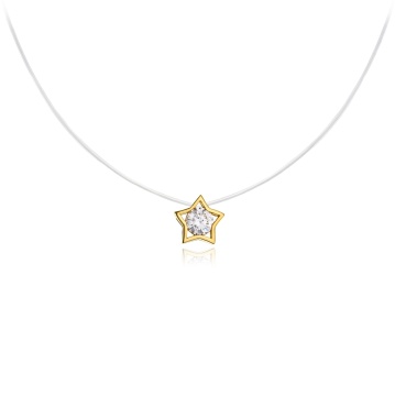 Colier Star Crystal cu fir transparent si pandantiv din AUR 14K