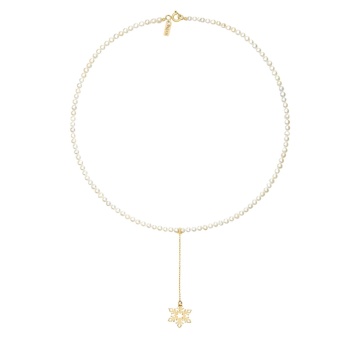 Colier Winter Glow cu Perle de Cultura și fulg de nea din AUR 14K - Img 2